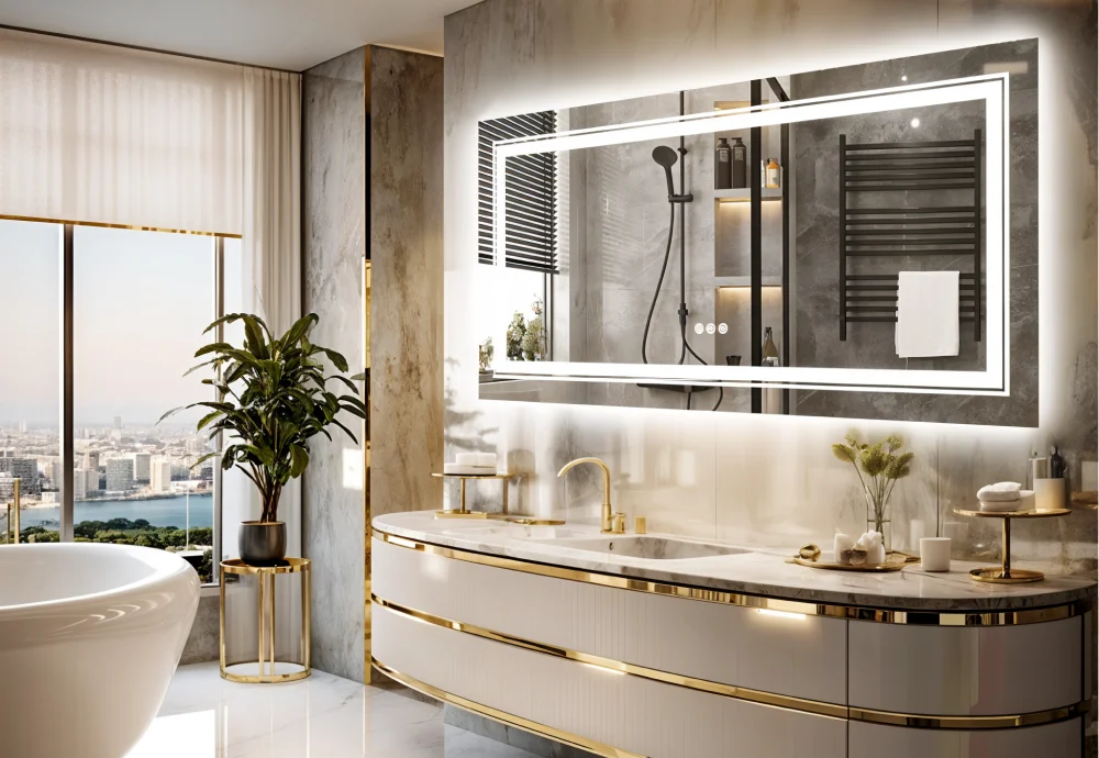 vanity with mirror and lights